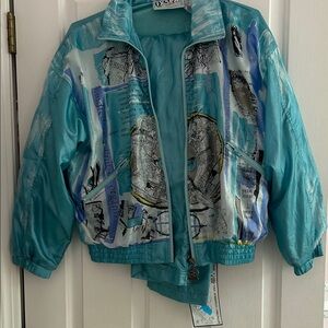 jamie sadock Aqua Teal Top with Color-Block Label